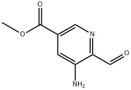 3-Pyridinecarboxylic acid, 5-amino-6-formyl-, methyl ester Struktur