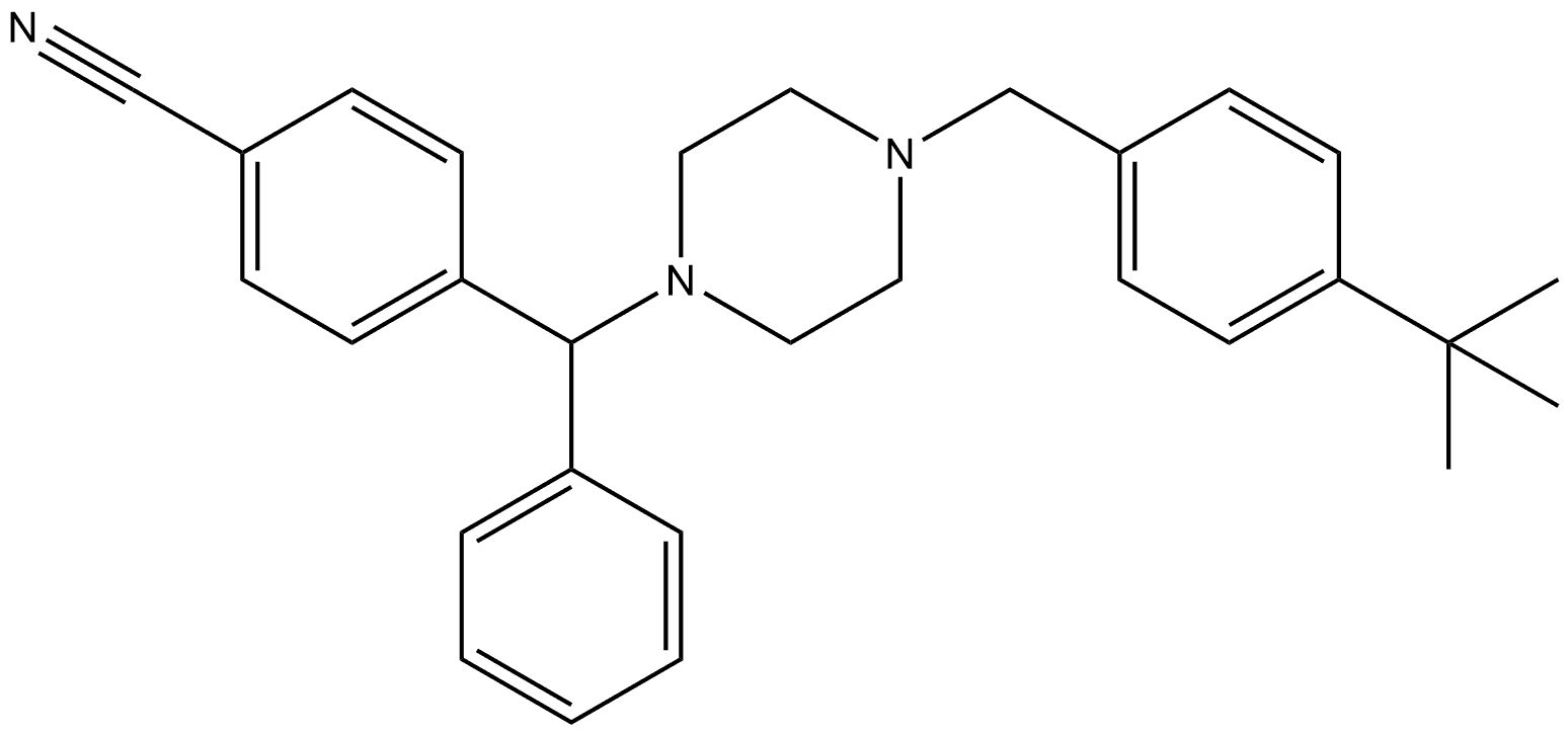 4-[[4-[[4-(1,1-Dimethylethyl)phenyl]methyl]-1-piperazinyl]phenylmethyl]benzonitrile 结构式