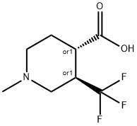 4-Piperidinecarboxylic acid, 1-methyl-3-(trifluoromethyl)-, (3R,4S)-rel- Struktur