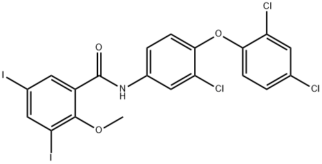 Benzamide, N-[3-chloro-4-(2,4-dichlorophenoxy)phenyl]-3,5-diiodo-2-methoxy- Structure