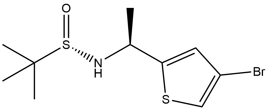 2-Propanesulfinamide, N-[(1S)-1-(4-bromo-2-thienyl)ethyl]-2-methyl-, [S(S)]- 化学構造式