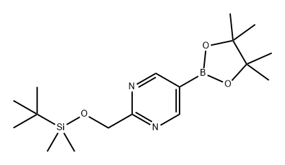 Pyrimidine, 2-[[[(1,1-dimethylethyl)dimethylsilyl]oxy]methyl]-5-(4,4,5,5-tetramethyl-1,3,2-dioxaborolan-2-yl)- Struktur