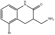 2(1H)-Quinolinone, 3-(aminomethyl)-5-bromo-3,4-dihydro- Struktur