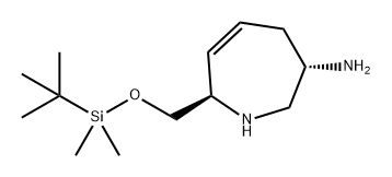 1H-Azepin-3-amine, 7-[[[(1,1-dimethylethyl)dimethylsilyl]oxy]methyl]-2,3,4,7-tetrahydro-, (3S,7R)- Structure