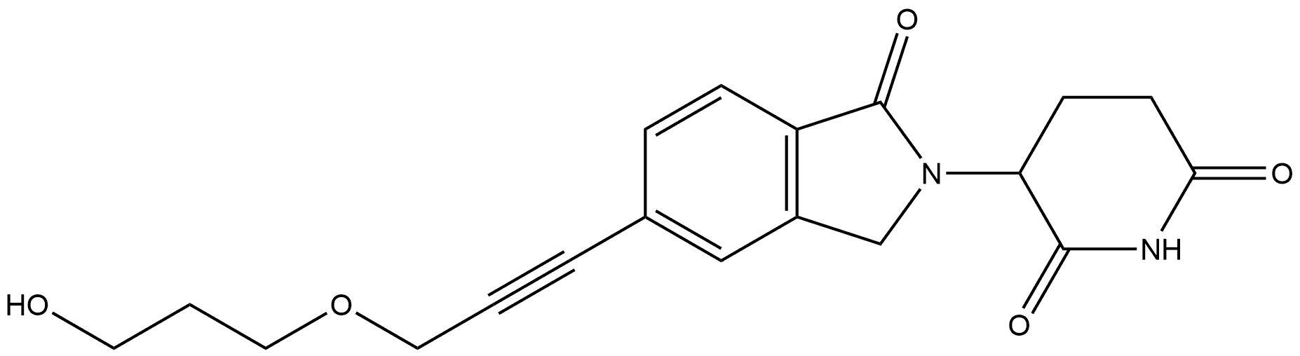 3-[1,3-Dihydro-5-[3-(3-hydroxypropoxy)-1-propyn-1-yl]-1-oxo-2H-isoindol-2-yl]-2,6-piperidinedione (ACI) Struktur