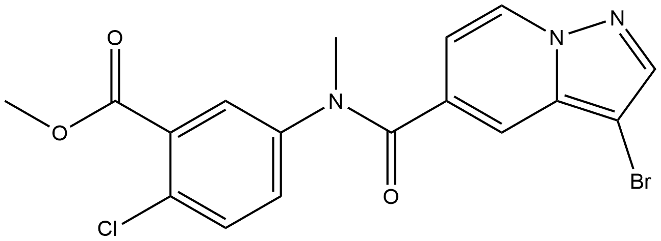 methyl 5-(3-bromo-N-methylpyrazolo[1,5-a]pyridine-5-carboxamido)-2-chlorobenzoate Struktur