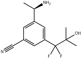 3-[(1R)-1-Aminoethyl]-5-(1,1-difluoro-2-hydroxy-2-methylpropyl)benzonitrile Structure