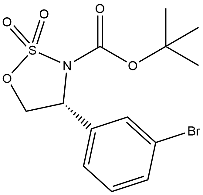 1,2,3-Oxathiazolidine-3-carboxylic acid, 4-(3-bromophenyl)-, 1,1-dimethylethyl ester, 2,2-dioxide, (4R)- Structure