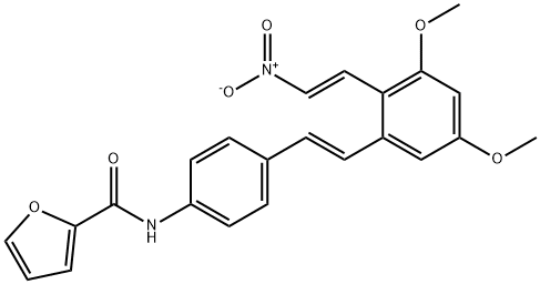 N-[4-[(1E)-2-[3,5-Dimethoxy-2-[(1E)-2-nitroethenyl]phenyl]ethenyl]phenyl]-2-furancarboxamide Structure