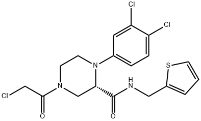 2-Piperazinecarboxamide, 4-(2-chloroacetyl)-1-(3,4-dichlorophenyl)-N-(2-thienylmethyl)-, (2S)- Structure