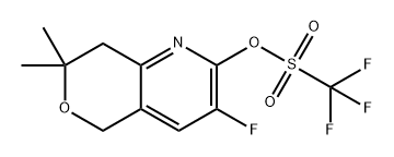 Methanesulfonic acid, 1,1,1-trifluoro-, 3-fluoro-7,8-dihydro-7,7-dimethyl-5H-pyrano[4,3-b]pyridin-2-yl ester Structure