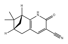 6,8-Methanoquinoline-3-carbonitrile, 1,2,5,6,7,8-hexahydro-7,7-dimethyl-2-oxo-, (6R,8R)- Structure