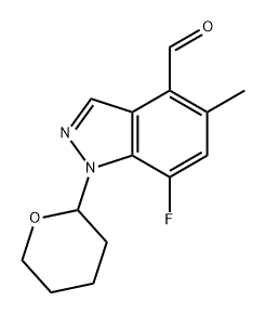 1H-Indazole-4-carboxaldehyde, 7-fluoro-5-methyl-1-(tetrahydro-2H-pyran-2-yl)- Struktur