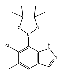 1H-Indazole, 6-chloro-5-methyl-7-(4,4,5,5-tetramethyl-1,3,2-dioxaborolan-2-yl)- 化学構造式