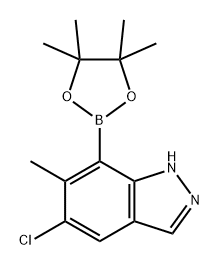 1H-Indazole, 5-chloro-6-methyl-7-(4,4,5,5-tetramethyl-1,3,2-dioxaborolan-2-yl)- 化学構造式