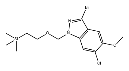 1H-Indazole, 3-bromo-6-chloro-5-methoxy-1-[[2-(trimethylsilyl)ethoxy]methyl]- Struktur