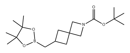 2-Azaspiro[3.3]heptane-2-carboxylic acid, 6-[(4,4,5,5-tetramethyl-1,3,2-dioxaborolan-2-yl)methyl]-, 1,1-dimethylethyl ester Struktur