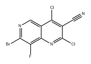 1,6-Naphthyridine-3-carbonitrile, 7-bromo-2,4-dichloro-8-fluoro- Struktur