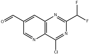 4-氯-2-(二氟甲基)吡啶并[3,2-D]嘧啶-7-甲醛, 2770027-15-9, 结构式