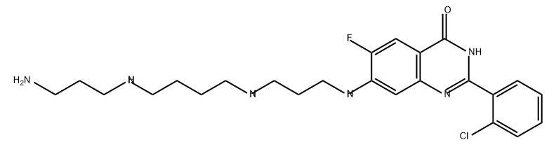 4(3H)-Quinazolinone, 7-[[3-[[4-[(3-aminopropyl)amino]butyl]amino]propyl]amino]-2-(2-chlorophenyl)-6-fluoro- Structure