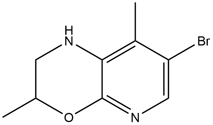 7-bromo-3,8-dimethyl-2,3-dihydro-1H-pyrido[2,3-b][1,4]oxazine 化学構造式