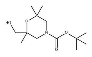 4-Morpholinecarboxylic acid, 2-(hydroxymethyl)-2,6,6-trimethyl-, 1,1-dimethylethyl ester 化学構造式