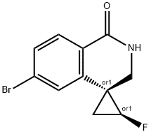 Spiro[cyclopropane-1,4'(1'H)-isoquinolin]-1'-one, 6'-bromo-2-fluoro-2',3'-dihydro-, (1R,2S)-rel- Struktur