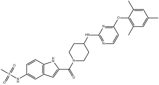 2771211-73-3 N-[2-[[4-[[4-(2,4,6-Trimethylphenoxy)-2-pyrimidinyl]amino]-1-piperidinyl]carbonyl]-1H-indol-5-yl]methanesulfonamide