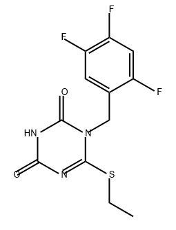 6-(乙硫基)-1-(245-三氟苄基)-13,5-三嗪-2,4(1H,3H)-二酮,2771355-74-7,结构式