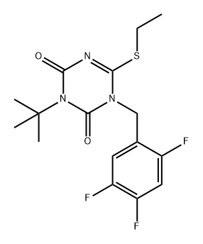 3-(叔丁基)-6-(乙硫基)-1-(2,4,5-三氟苄基)-1,3,5-三嗪-2,4(1H,3H)-二酮, 2771355-75-8, 结构式