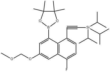 1,3,2-Dioxaborolane, 2-[5-fluoro-3-(methoxymethoxy)-8-[2-[tris(1-methylethyl)silyl]ethynyl]-1-naphthalenyl]-4,4,5,5-tetramethyl- Structure