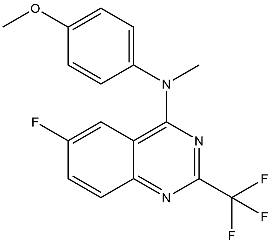 6-Fluoro-N-(4-methoxyphenyl)-N-methyl-2-(trifluoromethyl)-4-quinazolinamine Struktur