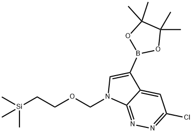 3-Chloro-5-(4,4,5,5-tetramethyl-1,3,2-dioxaborolan-2-yl)-7-[[2-(trimethylsilyl)ethoxy]methyl]-7H-pyrrolo[2,3-c]pyridazine 化学構造式