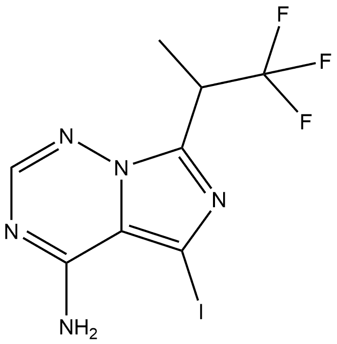 5-Iodo-7-(2,2,2-trifluoro-1-methyl-ethyl)-imidazo[5,1-f][1,2,4]triazin-4-ylamine,2786721-20-6,结构式