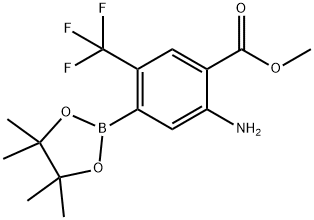 2-氨基-4-(4,4,5,5-四甲基-1,3,2-二氧杂硼烷-2-基)-5-(三氟甲基)苯甲酸甲酯 结构式