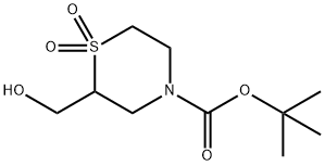 4-Thiomorpholinecarboxylic acid, 2-(hydroxymethyl)-, 1,1-dimethylethyl ester, 1,1-dioxide,278788-71-9,结构式