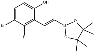 (E)-4-溴-3-氟-2-(2-(4,4,5,5-四甲基-1,3,2-二氧硼杂环戊烷-2-基)乙烯基)苯酚, 2788845-06-5, 结构式