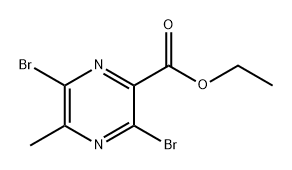 2-Pyrazinecarboxylic acid, 3,6-dibromo-5-methyl-, ethyl ester Struktur