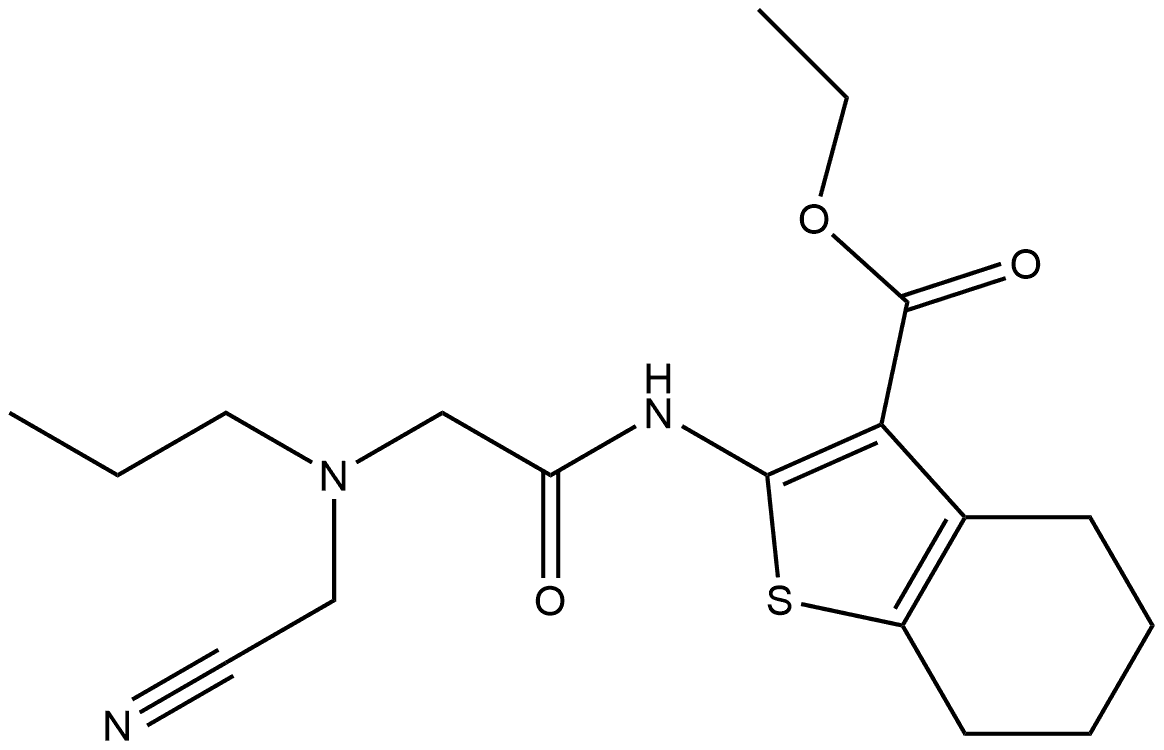 ethyl 2-[[2-[cyanomethyl(propyl)amino]acetyl]amino]-4,5,6,7-tetrahydrobenzothiophene-3-carboxylate,2789156-18-7,结构式