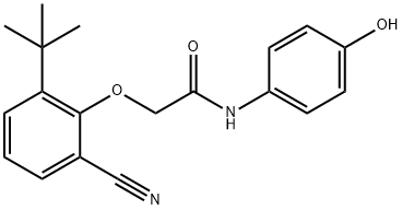 Acetamide, 2-[2-cyano-6-(1,1-dimethylethyl)phenoxy]-N-(4-hydroxyphenyl)- 化学構造式