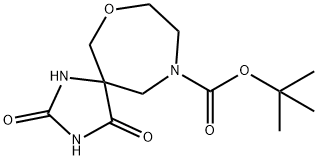 7-Oxa-1,3,10-triazaspiro[4.6]undecane-10-carboxylic acid, 2,4-dioxo-, 1,1-dimethylethyl ester Struktur