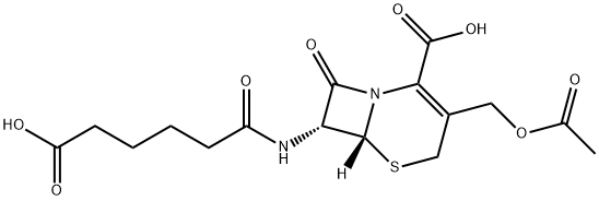 5-Thia-1-azabicyclo[4.2.0]oct-2-ene-2-carboxylic acid, 3-[(acetyloxy)methyl]-7-[(5-carboxy-1-oxopentyl)amino]-8-oxo-, (6R,7R)- Structure