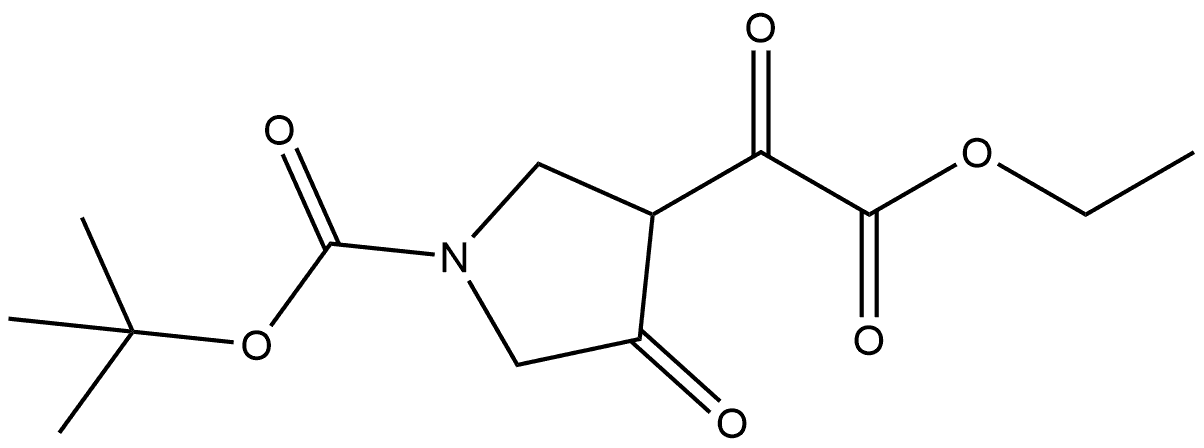 3-Pyrrolidineacetic acid, 1-[(1,1-dimethylethoxy)carbonyl]-α,4-dioxo-, ethyl ester Struktur