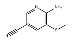 3-Pyridinecarbonitrile, 6-amino-5-(methylthio)- 化学構造式