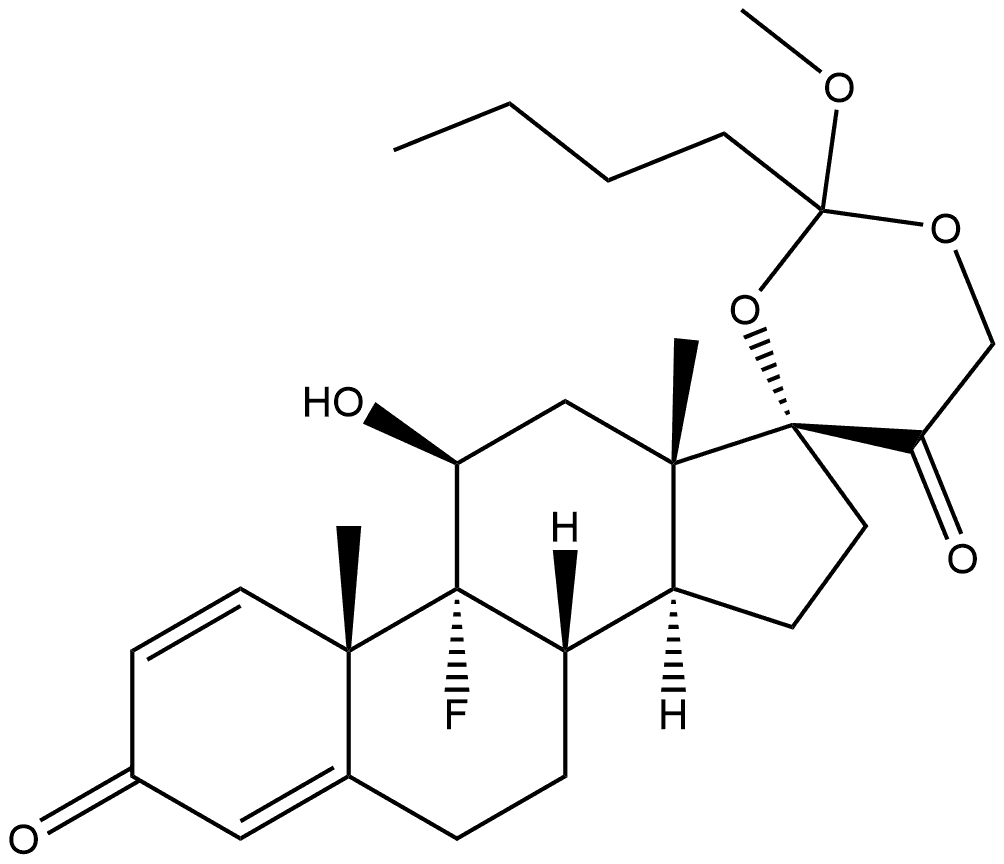 9Α-FLUOROPREDNISOLONE 17,21-METHYLORTHOVALERATE 结构式