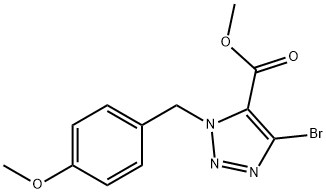 1H-1,2,3-Triazole-5-carboxylic acid, 4-bromo-1-[(4-methoxyphenyl)methyl]-, methyl ester 化学構造式