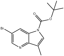 1H-Pyrrolo[3,2-b]pyridine-1-carboxylic acid, 6-bromo-3-methyl-, 1,1-dimethylethyl ester 化学構造式