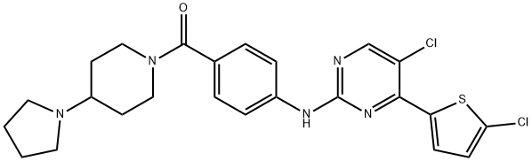 Methanone, [4-[[5-chloro-4-(5-chloro-2-thienyl)-2-pyrimidinyl]amino]phenyl][4-(1-pyrrolidinyl)-1-piperidinyl]- Struktur