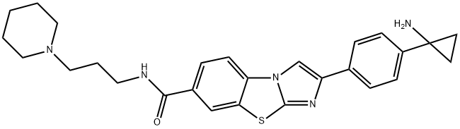 Imidazo[2,1-b]benzothiazole-7-carboxamide, 2-[4-(1-aminocyclopropyl)phenyl]-N-[3-(1-piperidinyl)propyl]- Structure