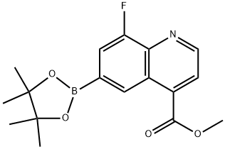 4-Quinolinecarboxylic acid, 8-fluoro-6-(4,4,5,5-tetramethyl-1,3,2-dioxaborolan-2-yl)-, methyl ester Struktur